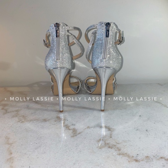 Galen Strappy Platform Sandal JEWEL BADGLEY MISCHKA Silver Glitter - Picture 11 of 14